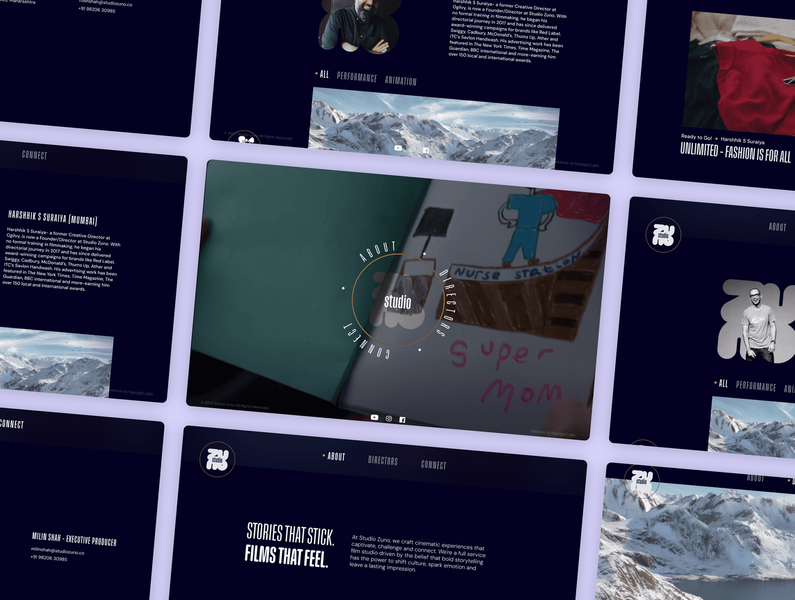 Studio Zuno website redesign by Kaarigari Labs — a premium web design and development project crafted for a leading film and post-production studio, focusing on clean UI, cinematic visuals, and seamless user experience